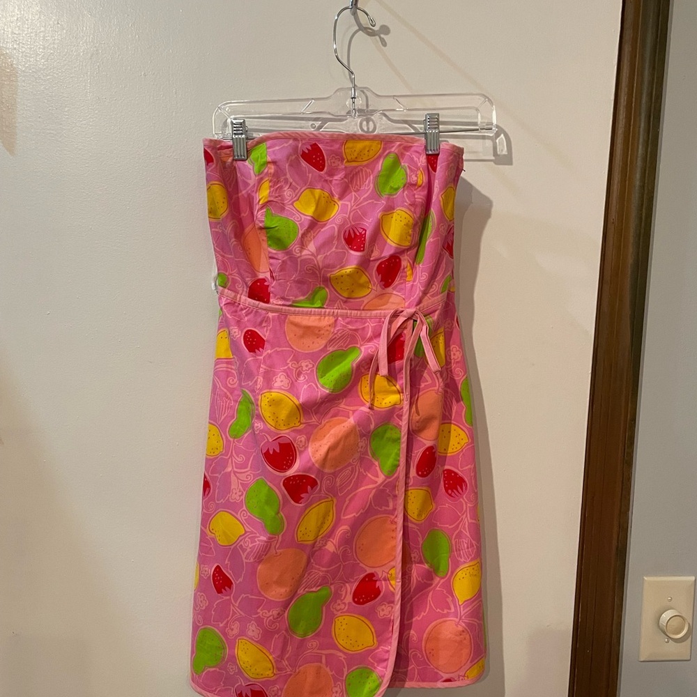 Vintage Lilly Pulitzer Size 6 Colorful Fruit Print Strapless Dress